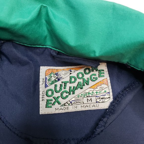 VTG OUTDOOR EXCHANGE Color Block Pullover Half Zip Size Medium Blue & Green - Picture 4 of 7